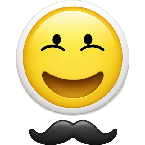 a yellow circle smiley face that has some milk brushed above the mouth so that looks like a mustache emoji