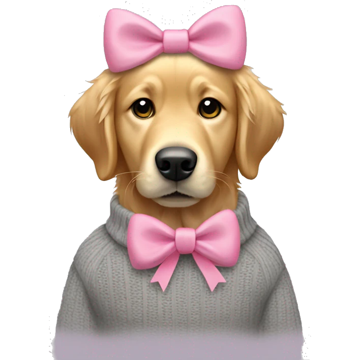 make myself a golden retriever dog with a grey sweater and a pink bow on his head emoji