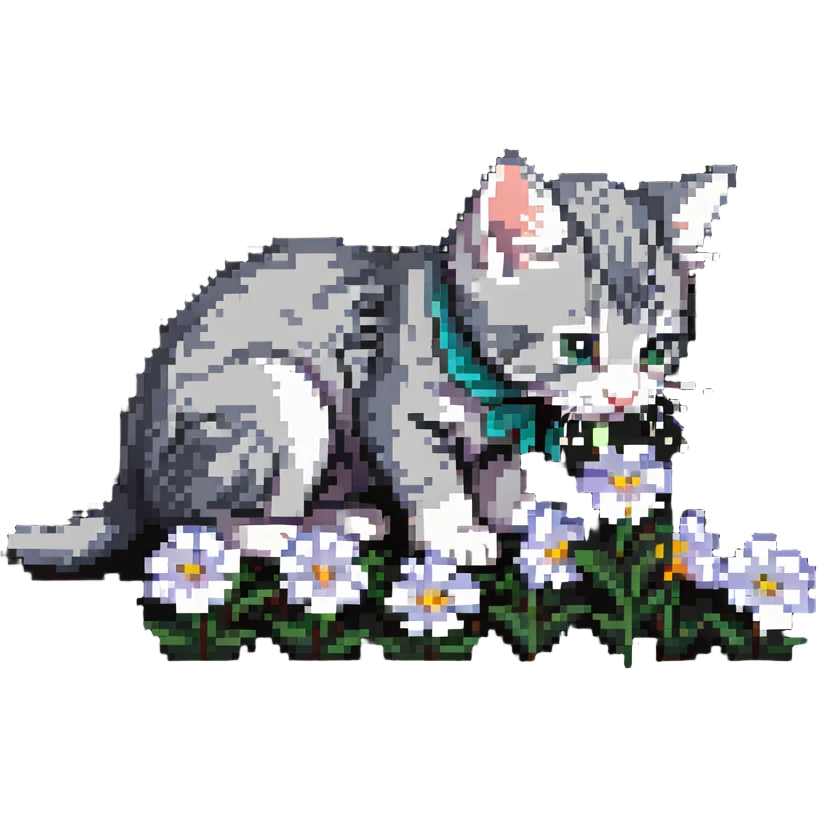 Kitten smells flowers emoji