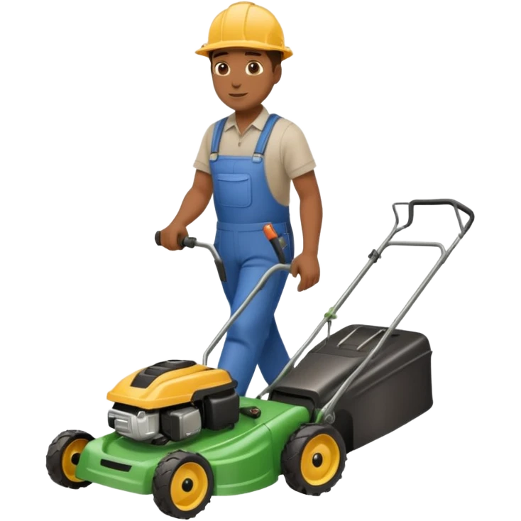 Maintenance worker
with lawnmower, full body, walking emoji