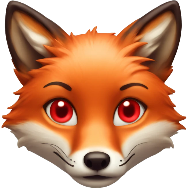 deep lush red fox face with tiny red heart instead of eyes emoji