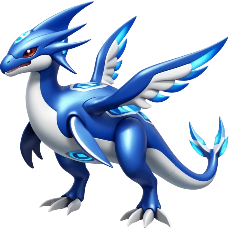 Shiny futuristic Cyber-Kyurem-Kyogre-Latios-Lugia-Fakémon-hybrid-creature (full body)  emoji