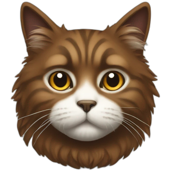 strict brown fluffy cat with a white muzzle completely emoji