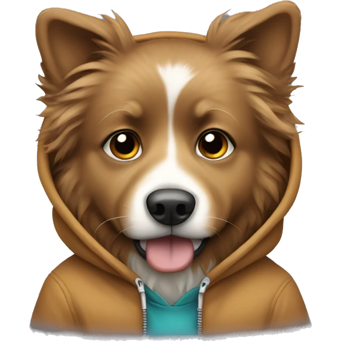 Fluffy brown dog wearing hoodie  emoji
