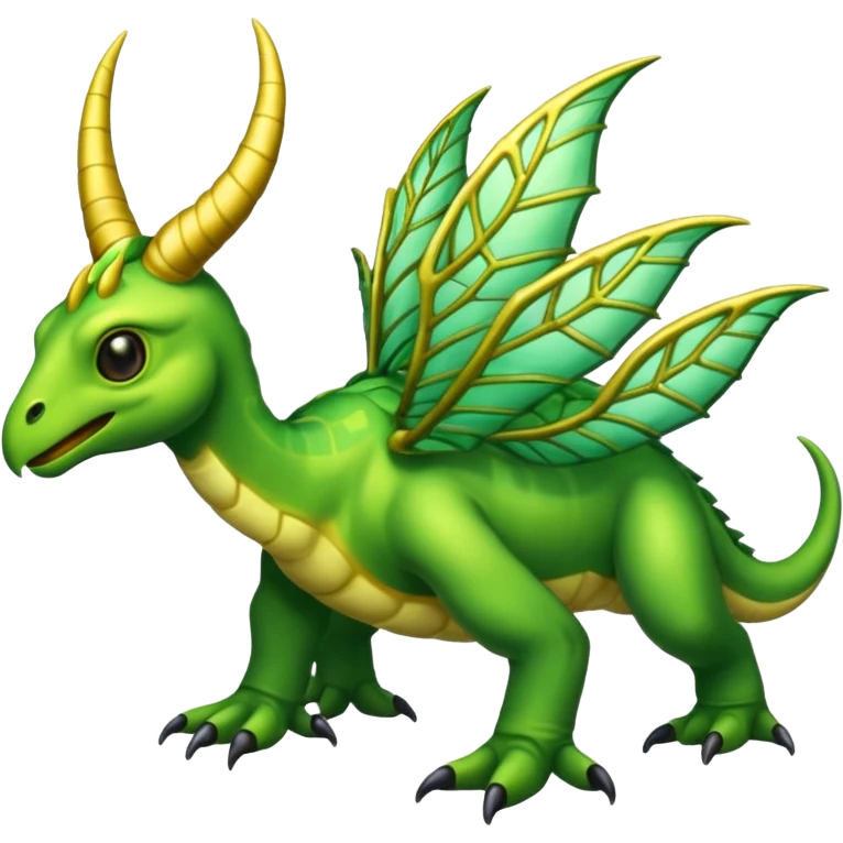 Shiny Horned Helioptile-Tropius-Amaura-Fakémon-hybrid-creature (full body)  emoji