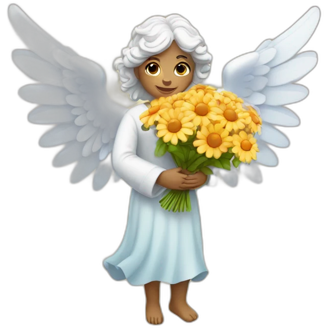angel with bouquet of flowers emoji