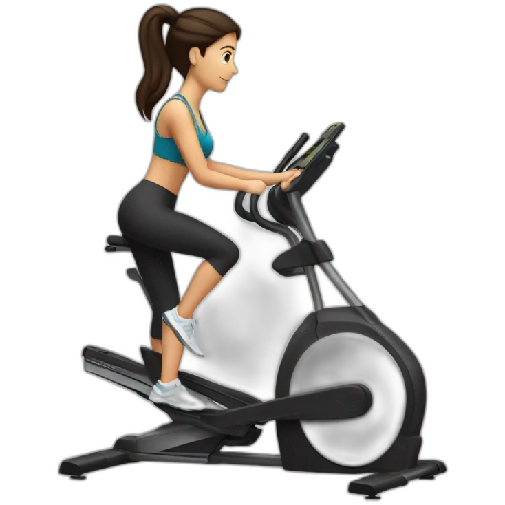 exercise elliptical brunette woman emoji