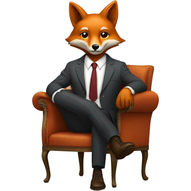 A fox in a man's suit is sitting on a chair emoji