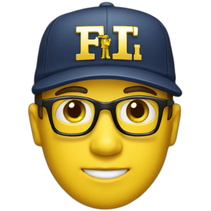 man with yellow "FBI" letters on his cap emoji
