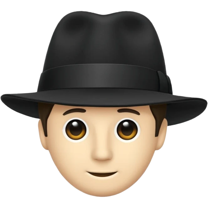 fedora, isolated, transparent background, black emoji