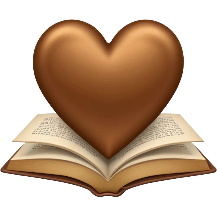 Brown satin heart with book emoji