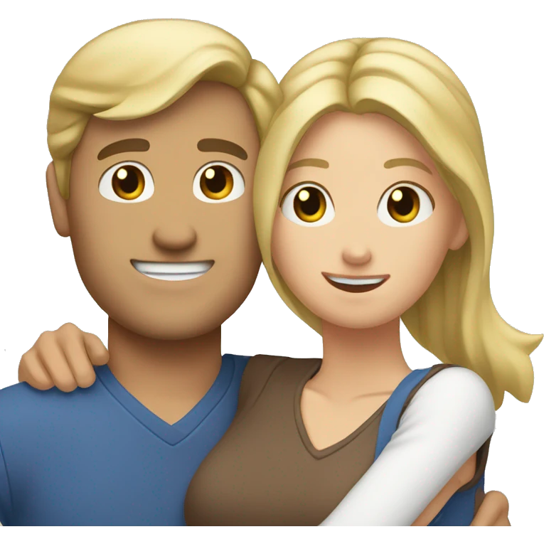 Blonde hair man hug woman with brown hair  emoji