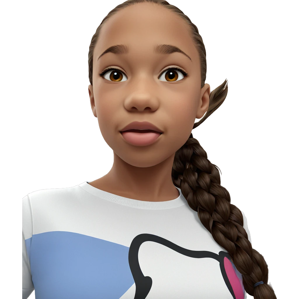 girl in white shirt indoors emoji