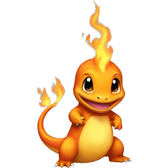 Charmander with a flame on tail-tip emoji
