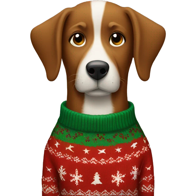 Brown dog in christmas sweater emoji