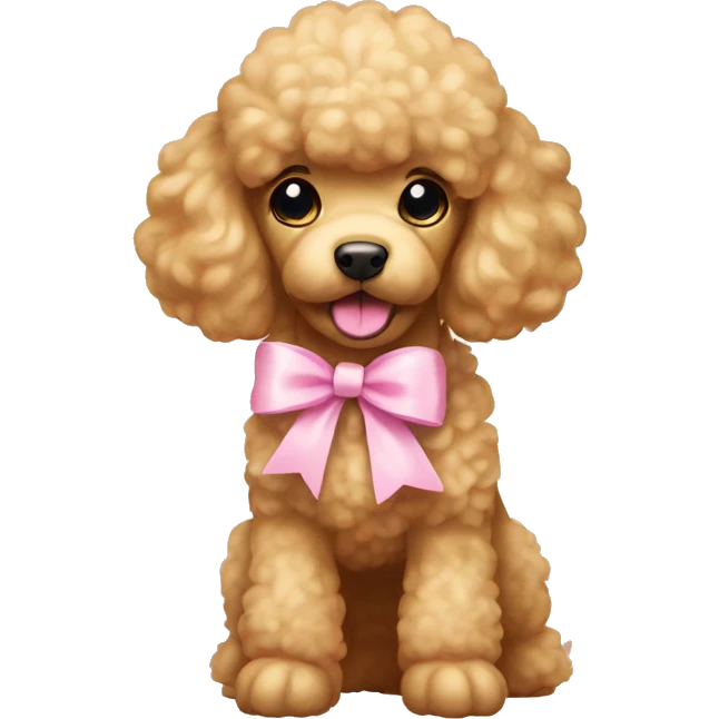 golden poodle with light pink bow emoji