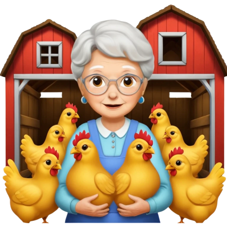 Grandma-barn-chickens emoji