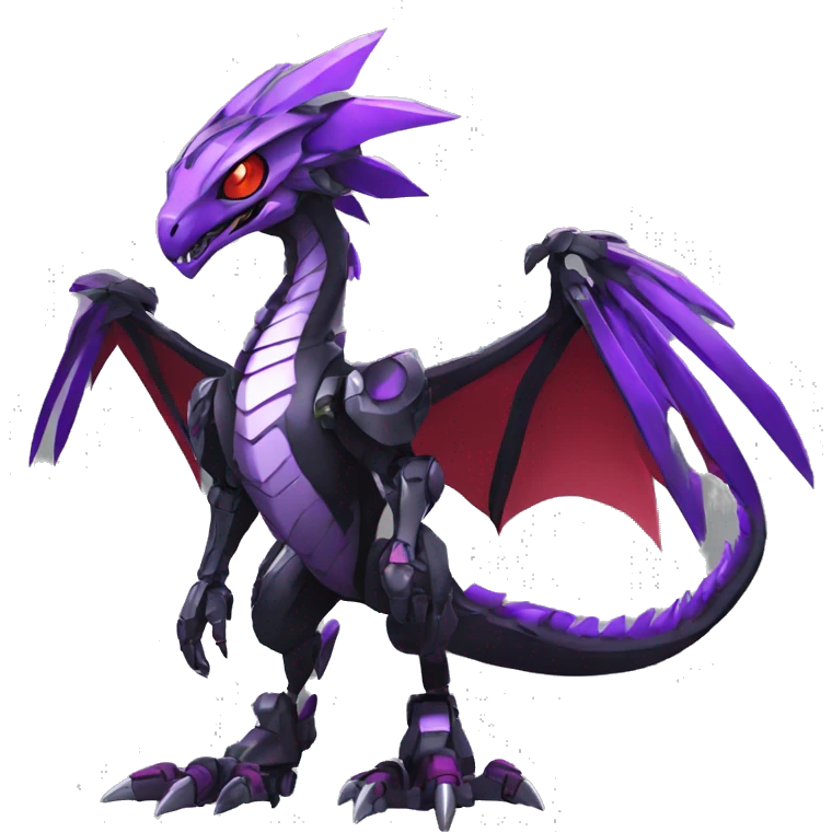  Cool Edgy Black Purple Red Digimon-Fakemon-Raptor-Dragon-Mecha full body emoji