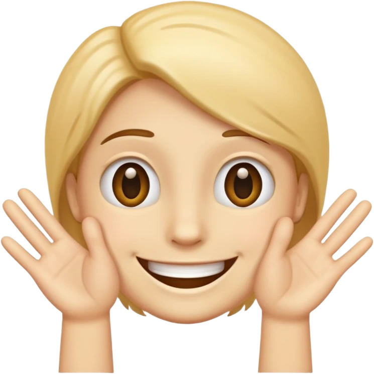 smile face with 2hands palm downinder the smile emoji