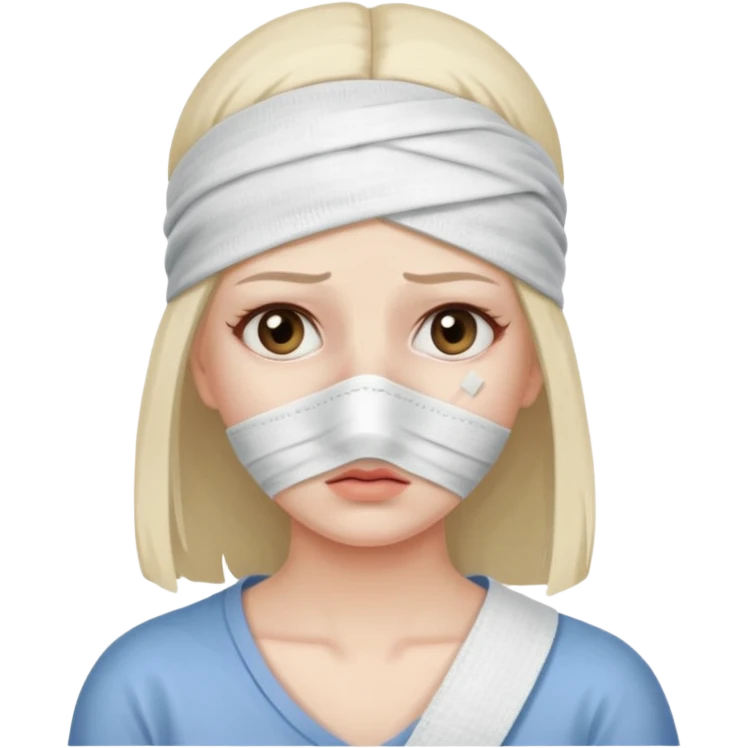 Sick woman with bandage around her face emoji