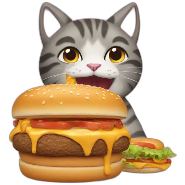 cat eating burger emoji