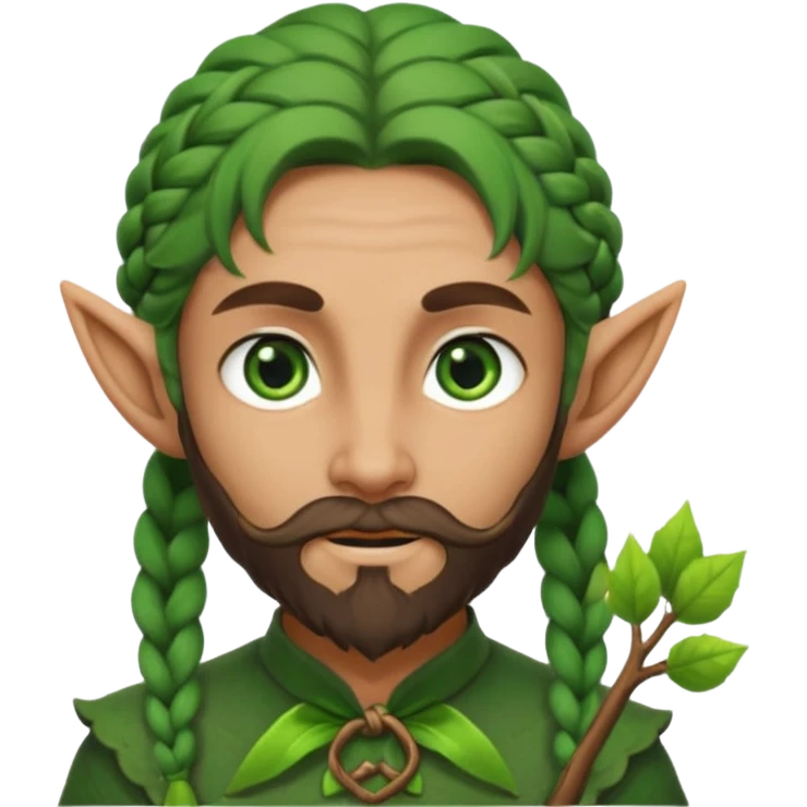 Forest elf with braided beard and bow emoji