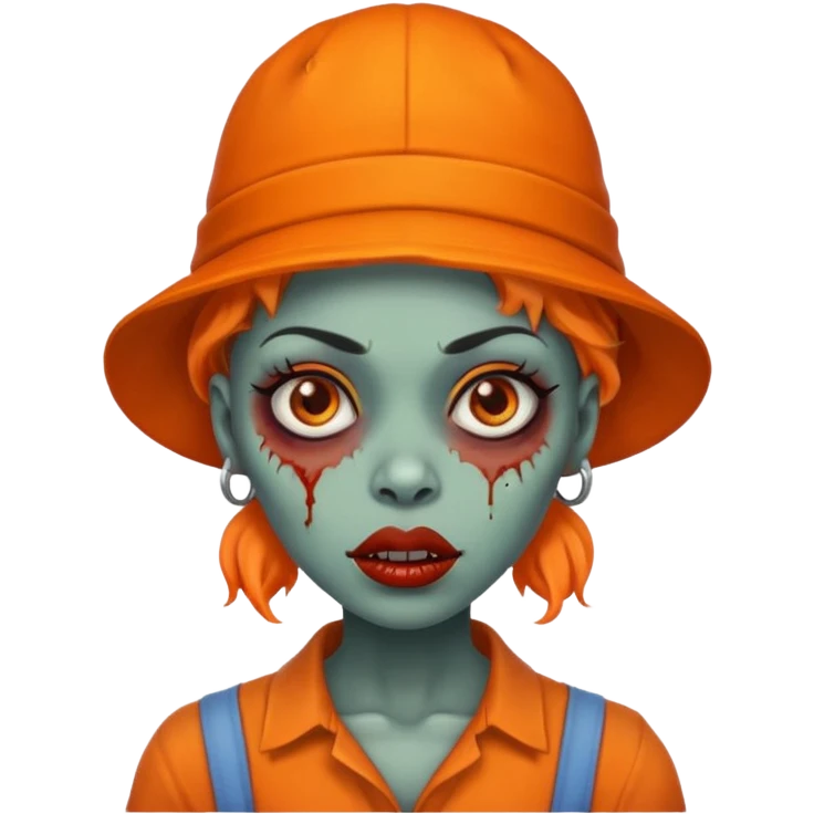 zombie black woman in orange hats emoji