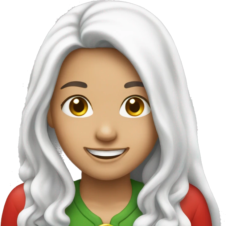 smiling girl with long hair Santa het emoji