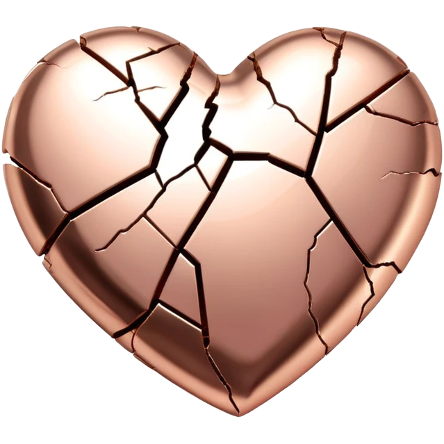 Rose gold heart with a cracked broken design emoji