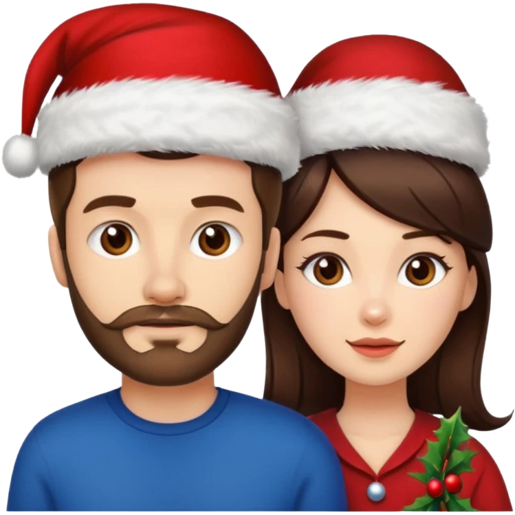 SCOTTISH MAN WITH STUBBLE AND BRUNETTE WOMAN WITH XMAS HAT emoji