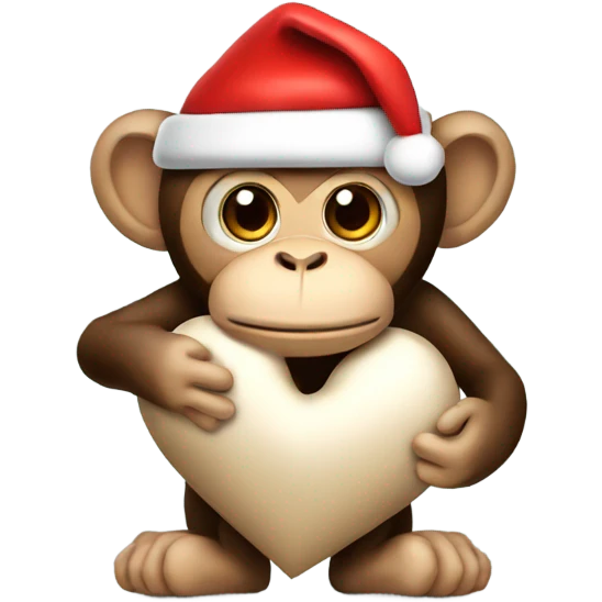 santa monkey holding a heart emoji