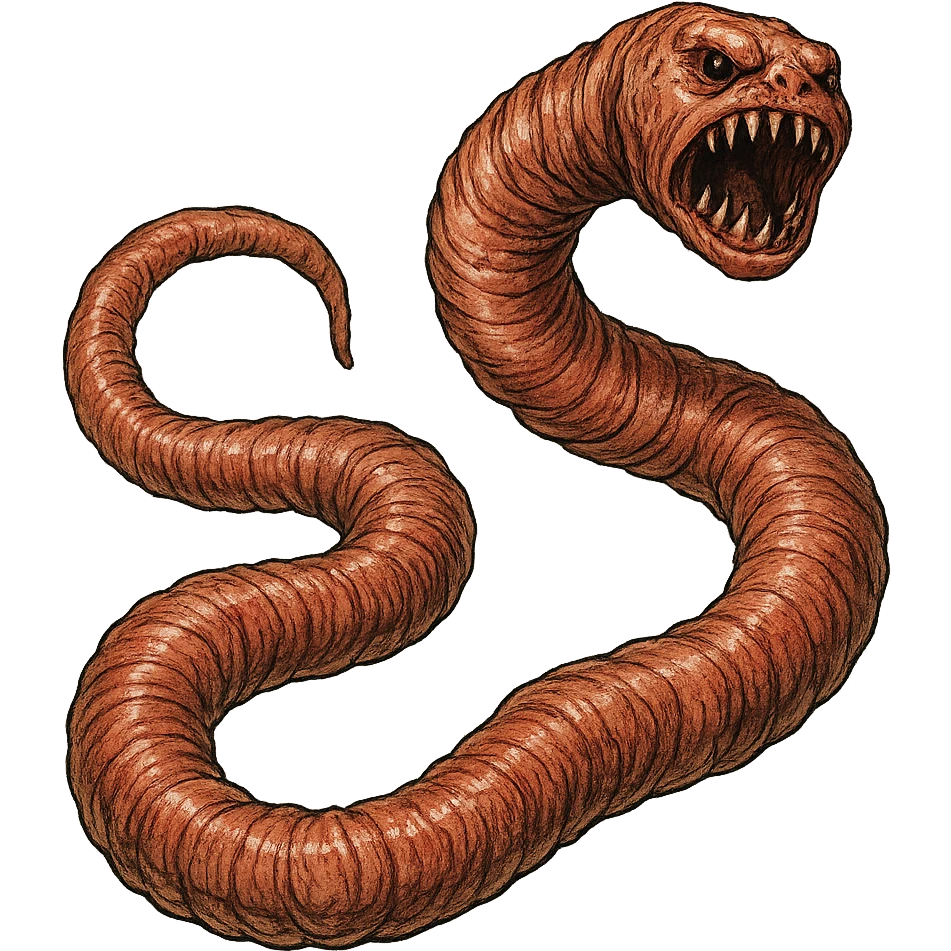 stylized intestinal parasite on isolated white background, realistic details, menacing or unpleasant appearance, medical illustrative style emoji