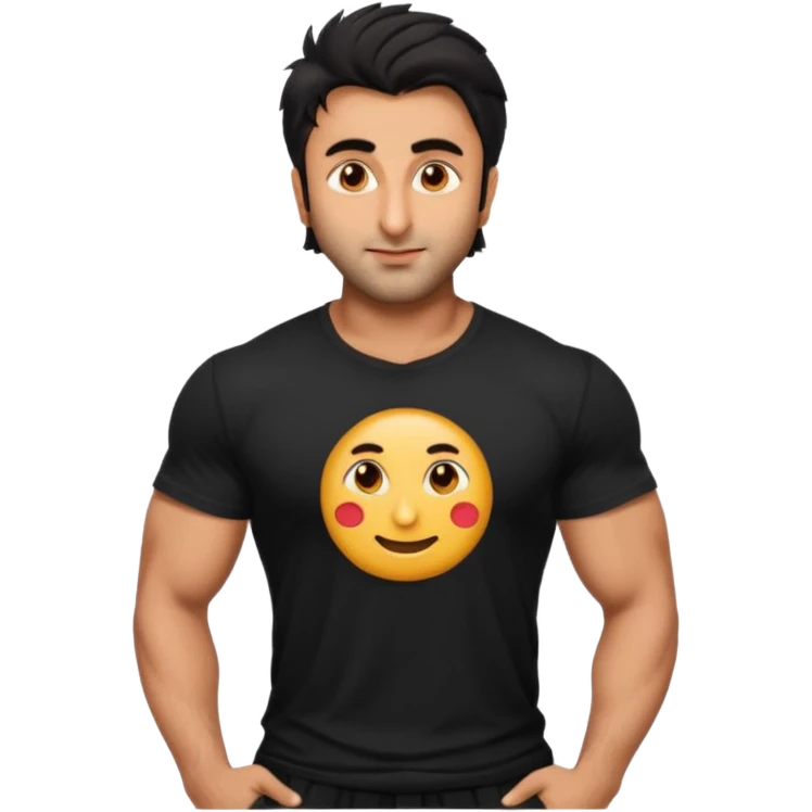 ipretty bratz emoji of ranbir kapoor wearing a black tee, muscular emoji