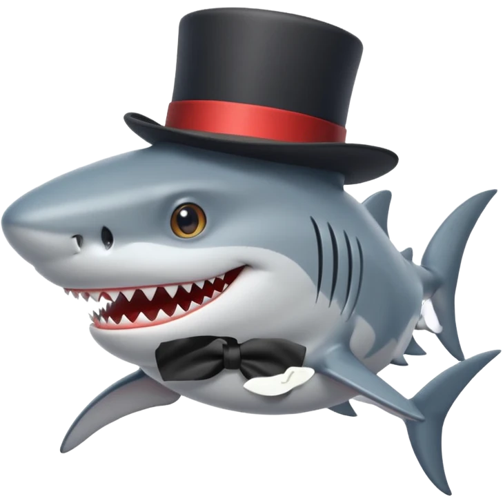 Shark with a top hat emoji