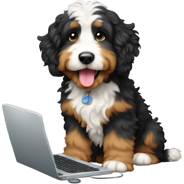 bernedoodle with computer emoji