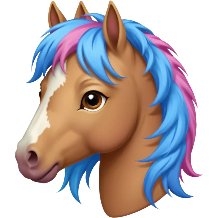 horse with and blue pink hair emoji