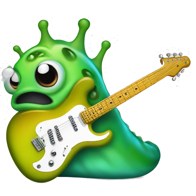 a slimy slug with an electric guitar emoji