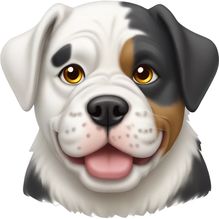 white bulldog and Australian shepherd dog emoji