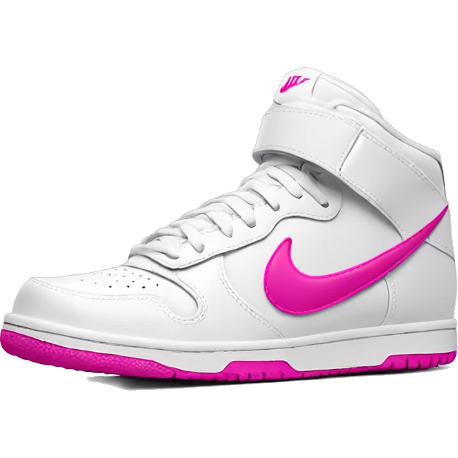 white nike shoe with hot pink nike swoop emoji