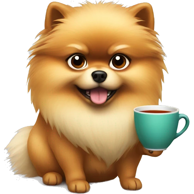 angry pomeranian with cup of tea emoji