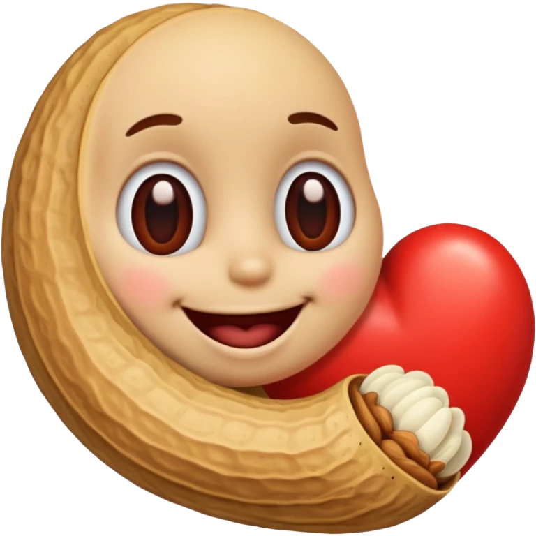 A smiling peanut with red heart emoji
