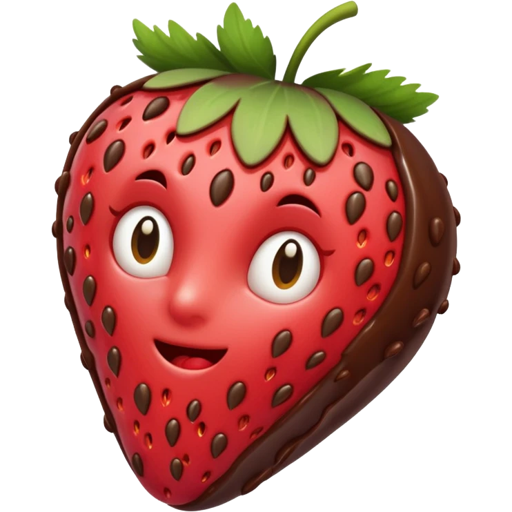 strawberry halfway covered in chocolate emoji
