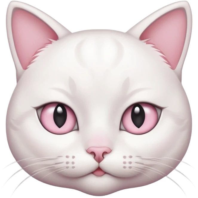cute white cat with makeup on its face and a little bit of light pink emoji