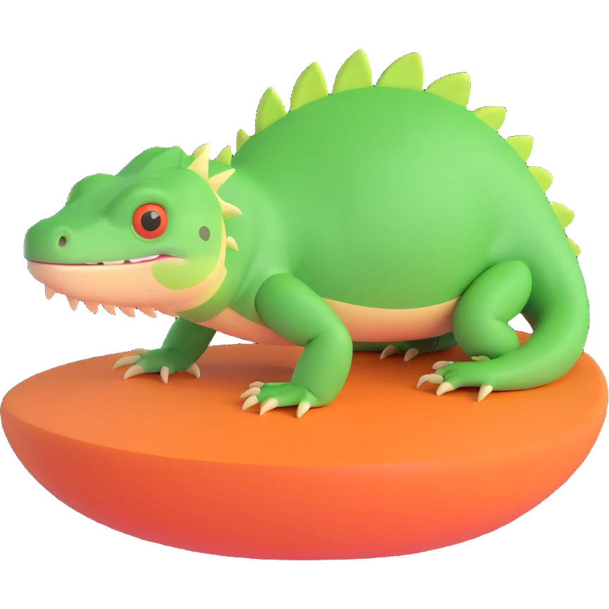 playful round iguana emoji