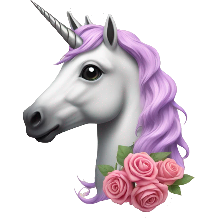 Realistic unicorn with roses in its mane emoji