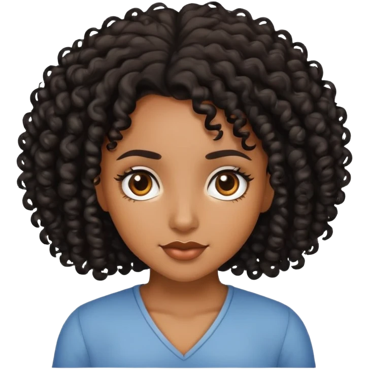 brown girl with black curly hair emoji