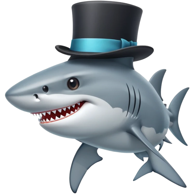Shark with a top hat emoji
