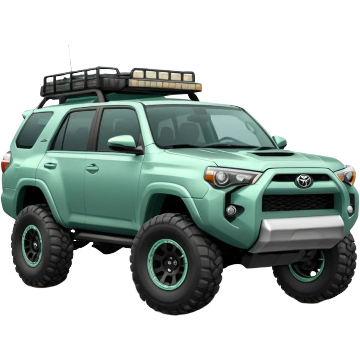 Toyota 4 runner jacked up light sea foam color emoji