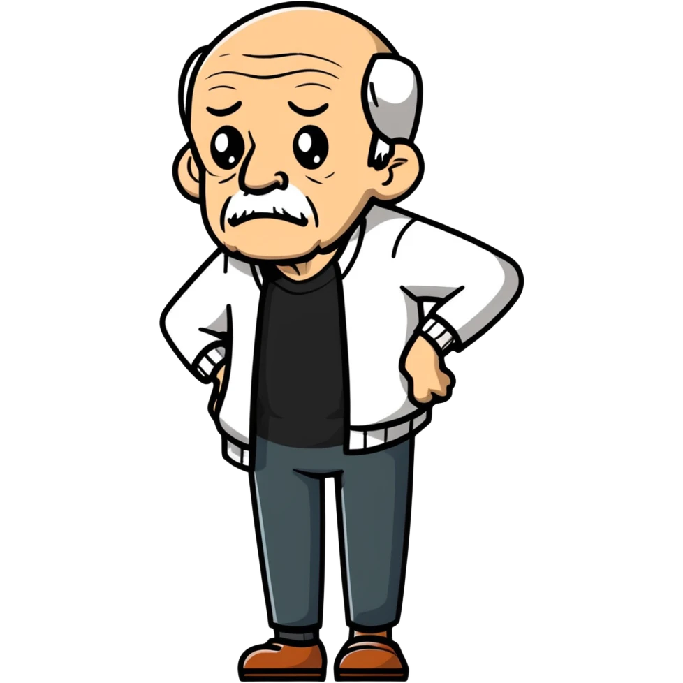 old man with a pained expression, holding his back emoji