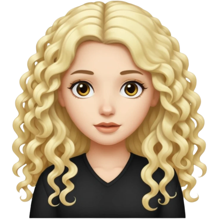 White girl with long black curly hair and blonde streaks emoji